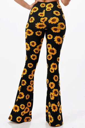 You're The Sunflower Floral Print Bell Bottom Flare Pants