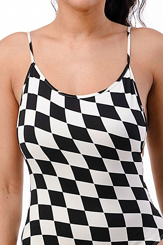 Checkmate Checker Board Print Bodysuit