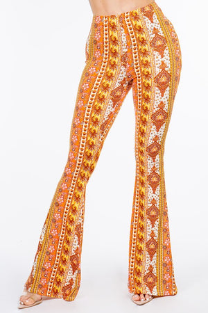 Come & Get It Boho Floral Print  Bell Bottom Flare Pants