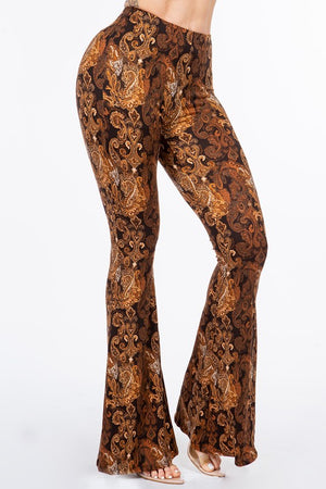 Dixie Manor Baroque Print Bell Bottom Flare Pants