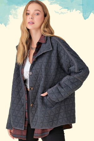 Tea Time Slouchy Quilted Button Up Jacket (DS) FG