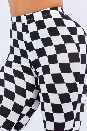 Queen's Gambit Checkered Print Bell Bottom Flare Pants