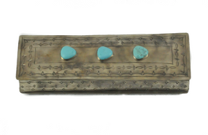 J. Alexander Three Turquoise Stone Long Stamped Box