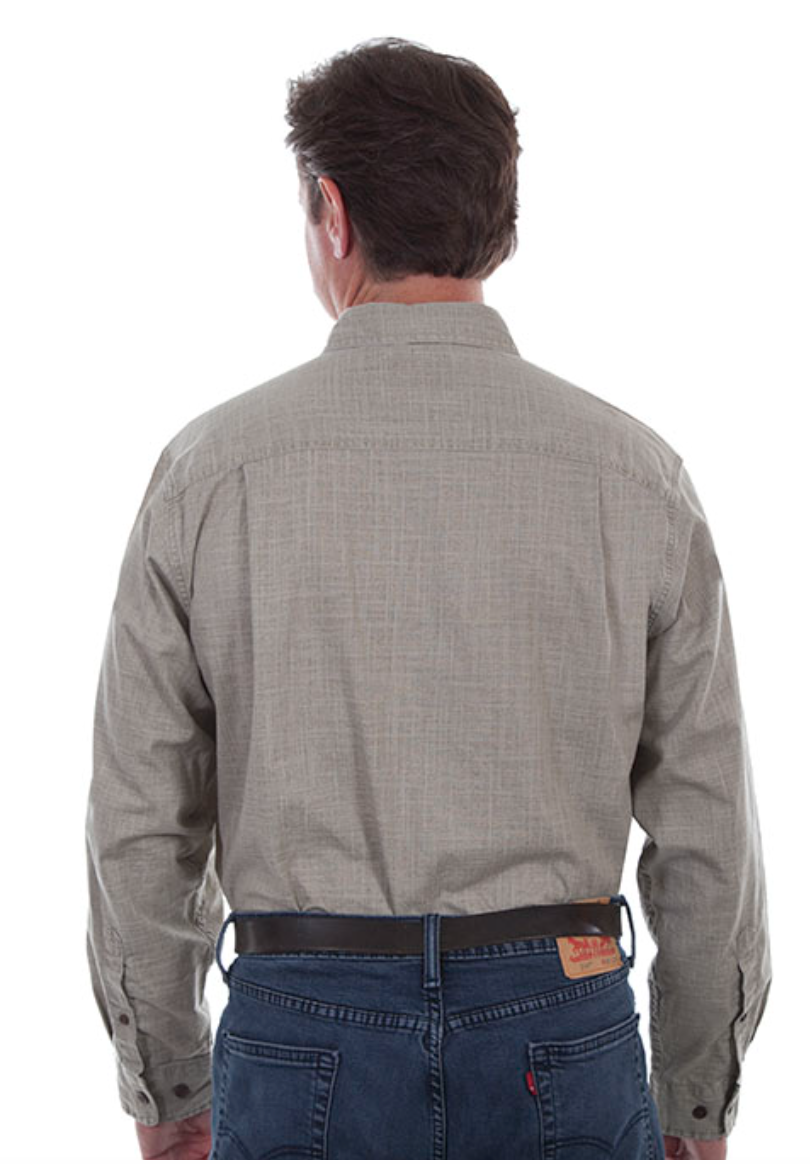 Scully Men's Vintage Cotton Slub Button Up Shirt in Cafe (DS)