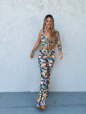 Find Your Groove Retro Paisley Mod Print Two Piece Bell Bottom Pants Set ~ Sold Separately