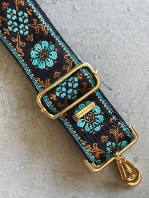 Strap On Embroidered & Printed Purse Straps ~ GOLD HARDWARE