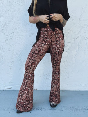 Hitchin' A Ride Baroque Print Bell Bottom Flare Pants