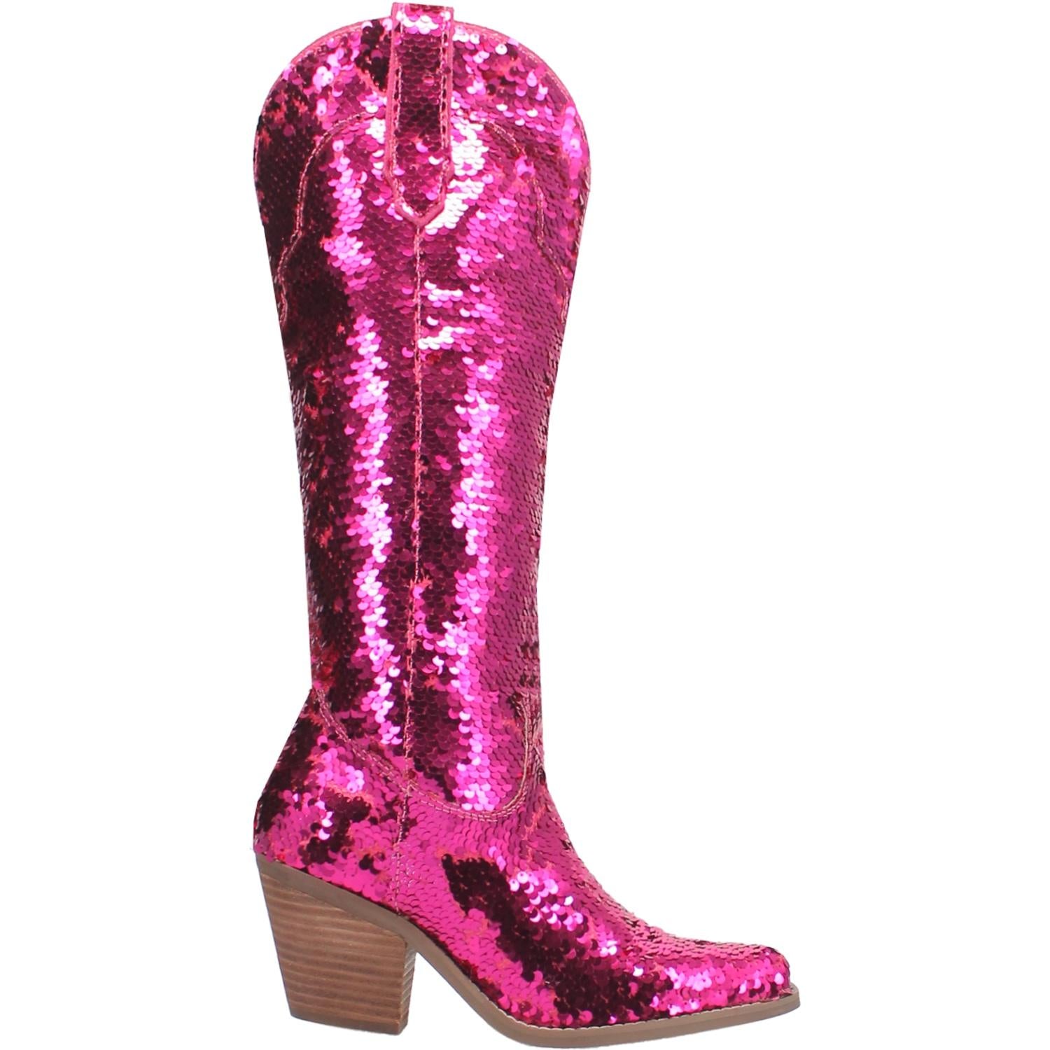 pink sequin boots