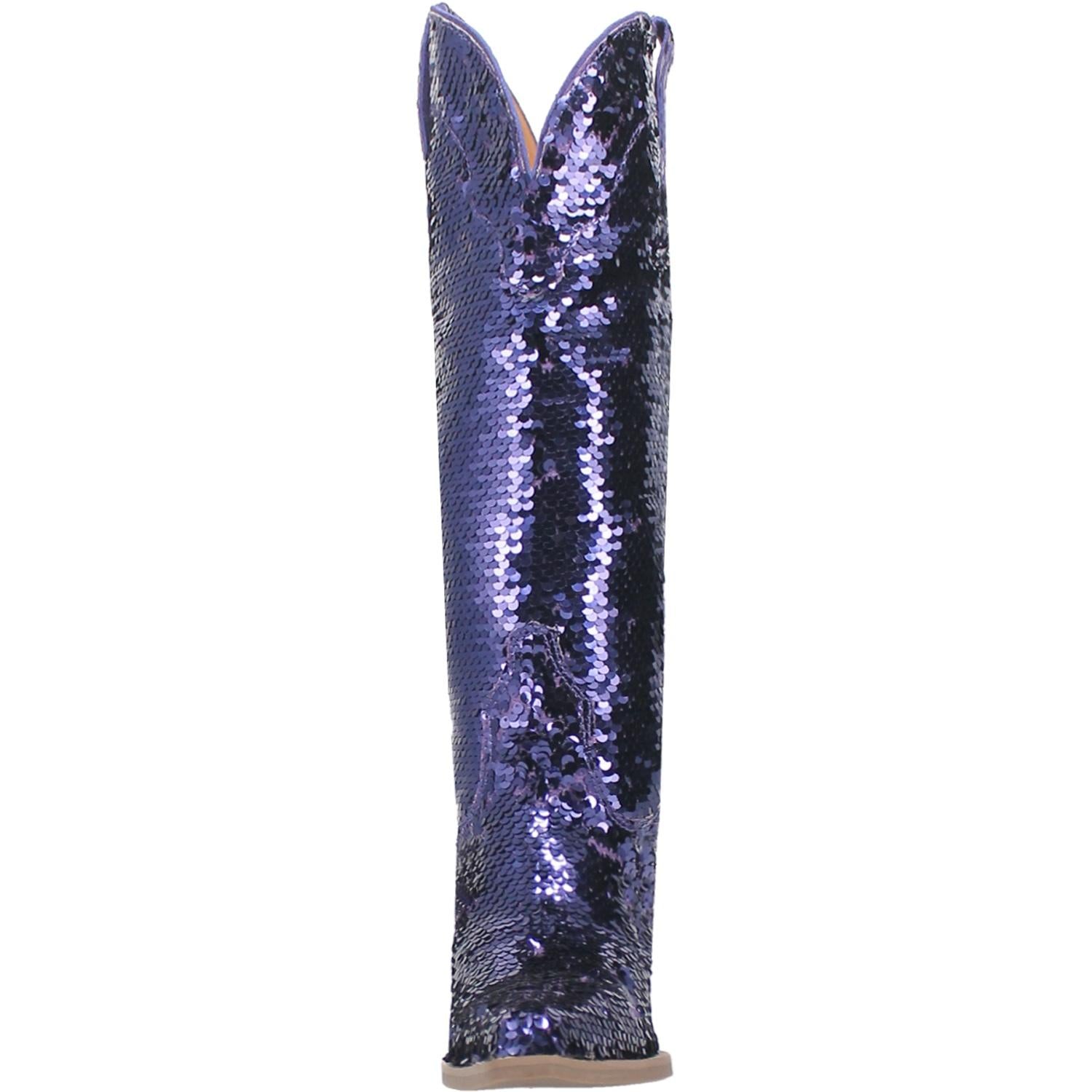 Dance Hall Queen Purple Sequin Knee High Boots DS 9.5