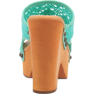 Crafty Crochet Lace Studded Platform Clogs ~ Turquoise Green ~ SAMPLE SALE