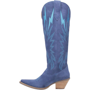 Thunder Road Blue Suede Lightning Bolt Leather Boots (DS)