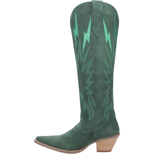 Thunder Road Green Suede Lightning Bolt Leather Boots (DS)