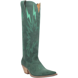 Thunder Road Green Suede Lightning Bolt Leather Boots (DS)