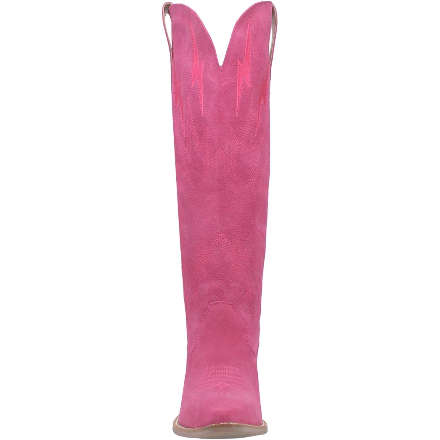 Thunder Road Fuchsia Suede Lightning Bolt Leather Boots (DS
