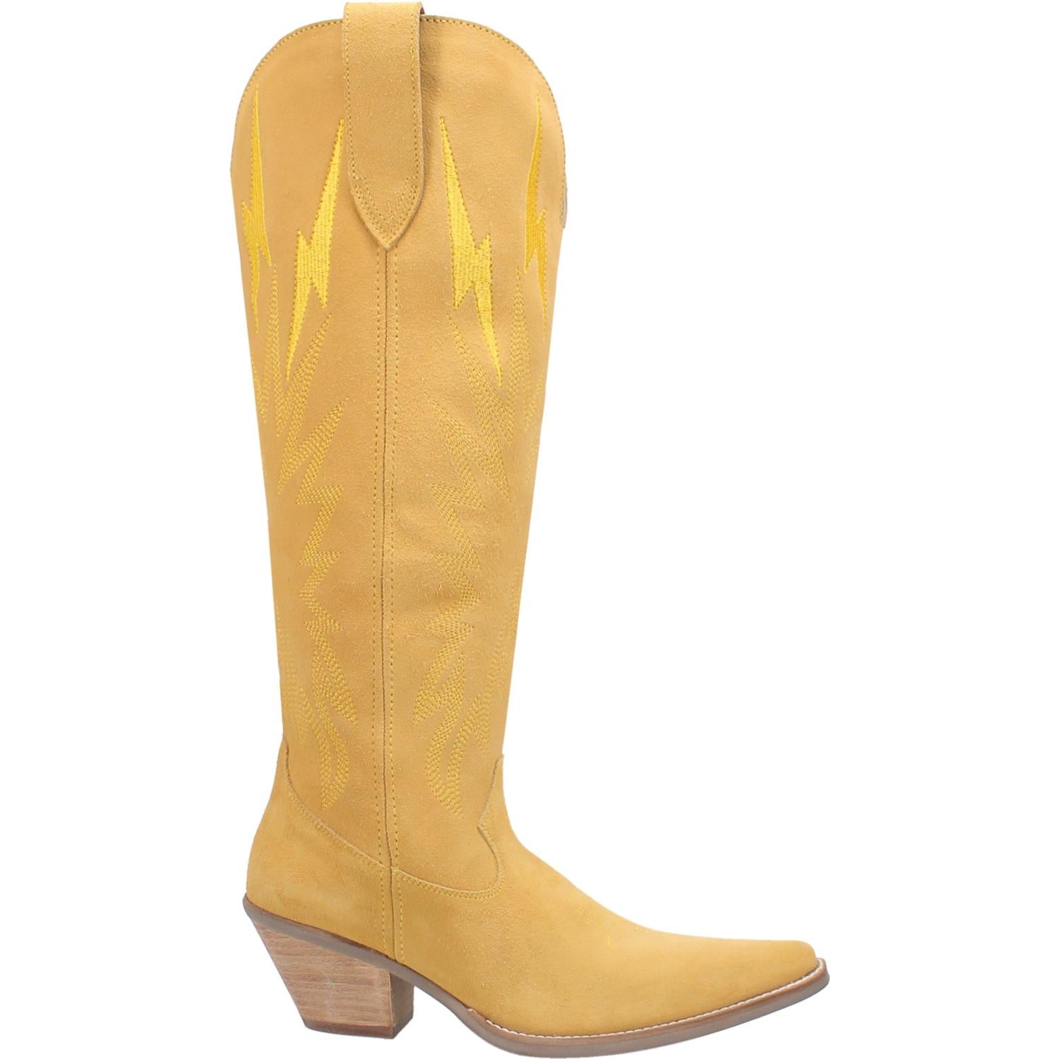 Thunder Road Yellow Suede Lightning Bolt Leather Boots (DS) ~ BACKORDER 11/15
