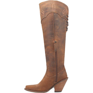 Sky High Brown Leather Fringe Knee High Boots (DS)