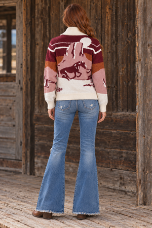 Rosy Range Western Scenic Cardigan