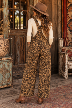 Untamed Leopard Print Barrel Overalls