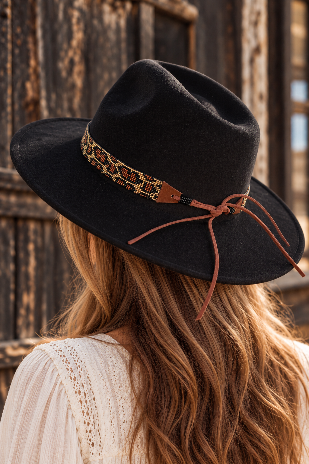 KAQCHI Leopard Print Beaded Hat Band (DS)