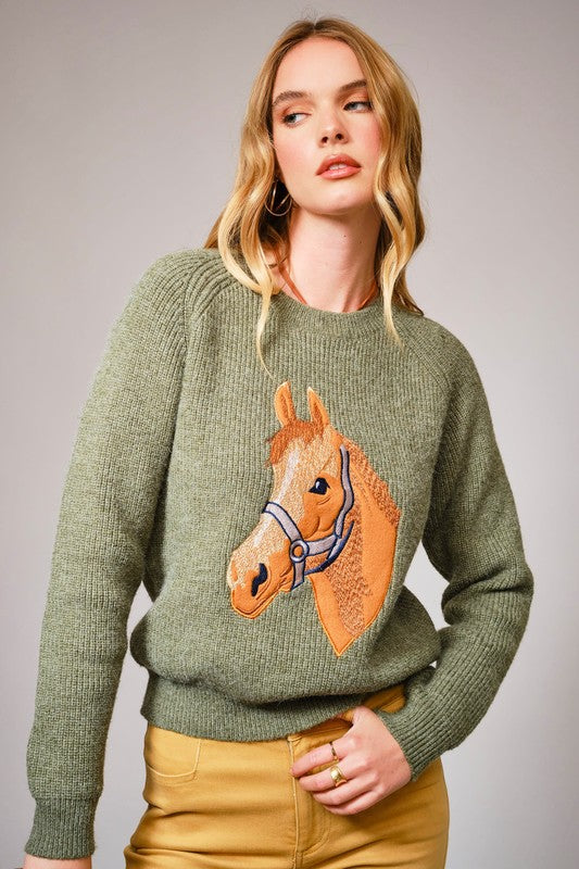 Western Weekend Pullover Horse Sweater