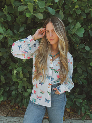 PREORDER Eyes Without a Face Butterfly Button Up Blouse PREORDER MARCH/APRIL 2026