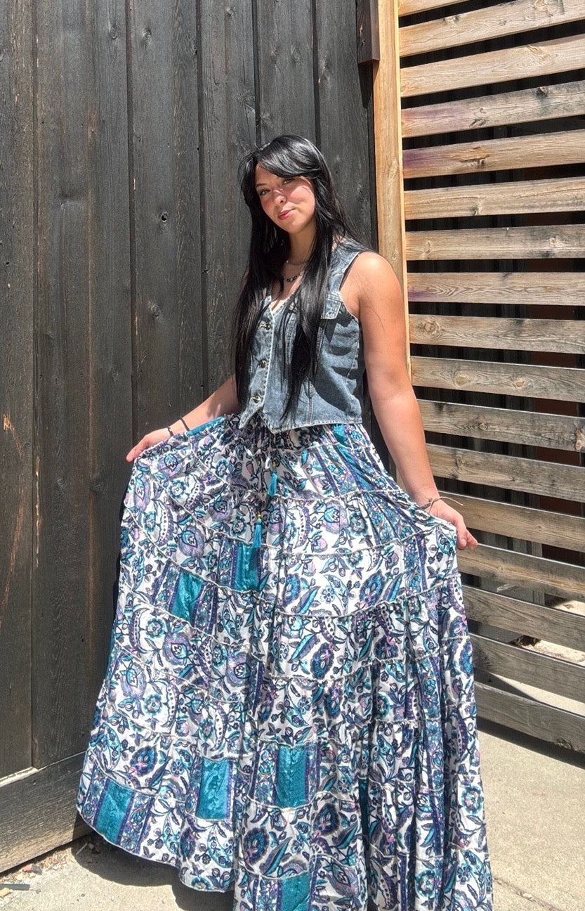 Althea Flowy Tiered Long Skirt