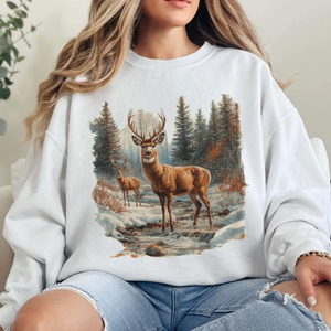 Retro Deer Scene Tee Or Sweatshirt (made 2 order) LC