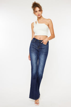 Meet Me In The Middle Dark Wash Denim Mid Rise Flare Jeans (DS) FG KC
