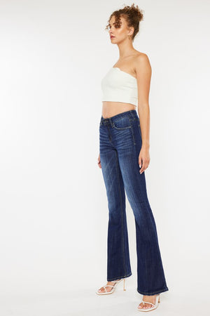 Meet Me In The Middle Dark Wash Denim Mid Rise Flare Jeans (DS) FG KC