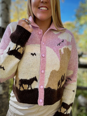 Sunset Canyon Knit Horse Sweater Cardigan