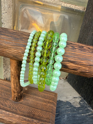 Green Beautiful Pastures Beaded Bracelet Set