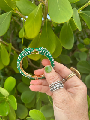 Tigress Enamel Gold Cuff Bracelet