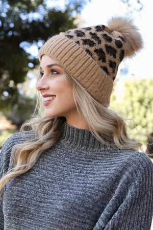 Purrfect Leopard Knit Beanie
