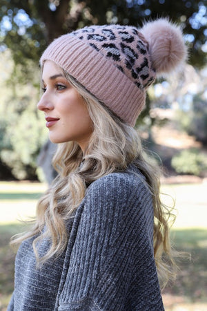 Purrfect Leopard Knit Beanie