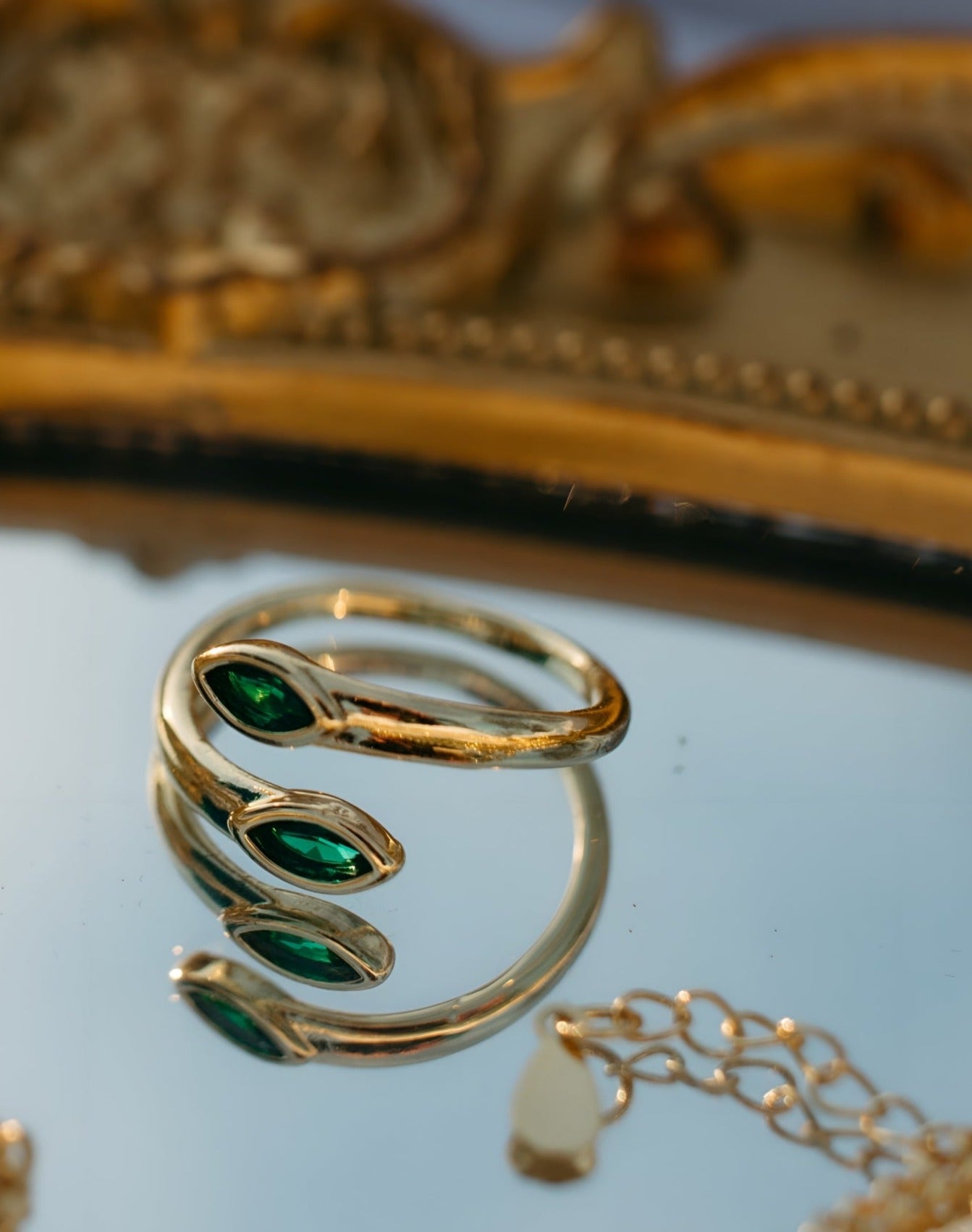 Emerald Eyes Gold Ring