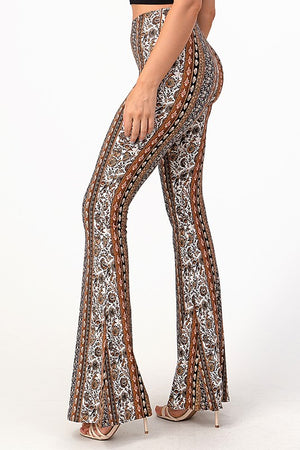 Need You Now Boho Floral Print  Bell Bottom Flare Pants