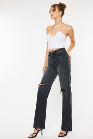 Total Recall Ultra High Rise 90's Wide Leg Flare Distressed Denim Jeans (DS) FG KC