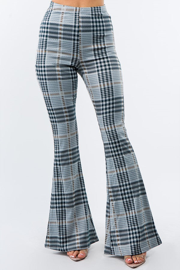 Hey Jude Jumbo Plaid Print Bell Bottom Flare Pants - Lil Hey Jude Jumbo Plaid Print Bell Bottom Flare Pants - Lil