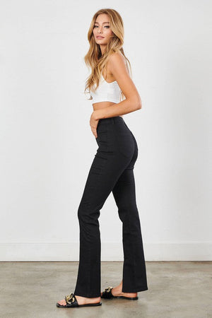 Off Center Black Front Slit Slim Bootcut Jeans ~ SAMPLE SALE