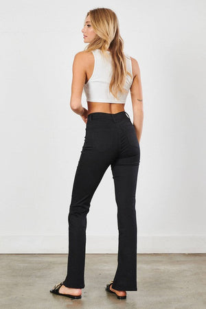 Off Center Black Front Slit Slim Bootcut Jeans ~ SAMPLE SALE