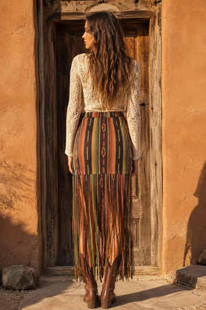 Swing Me Around Serape Fringe Skirt
