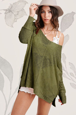 Taylor Open Knit V Neck Slouchy Sweater ~ SAMPLE SALE