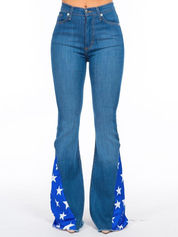 Star Bell Bottom Medium Wash Jeans ~ SAMPLE SALE
