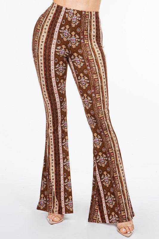 Need To Know Boho Floral Print Bell Bottom Flare Pants - Lil