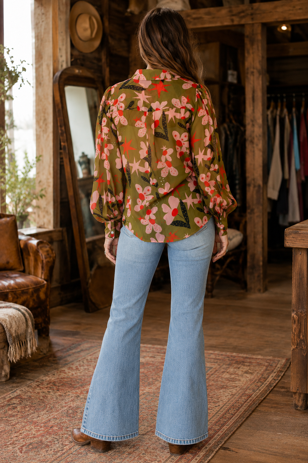 Sister Golden Hair Sheer Flower Blouse