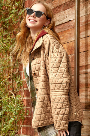 Tea Time Foliage Slouchy Quilted Button Up Jacket ~ SAMPLE SALE