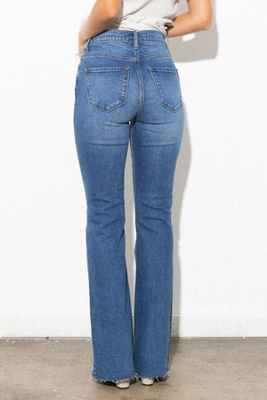 Button Me Up High Waisted Distressed Bootcut Jeans (DS) FG VM