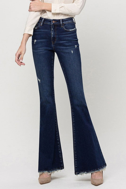 Ranch Road Raw Hem Super Flare Jeans