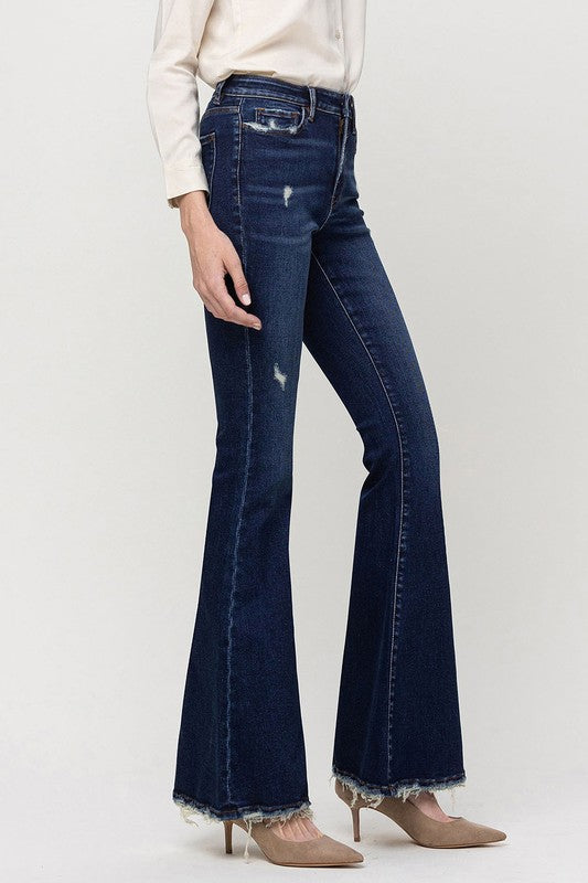 Ranch Road Raw Hem Super Flare Jeans