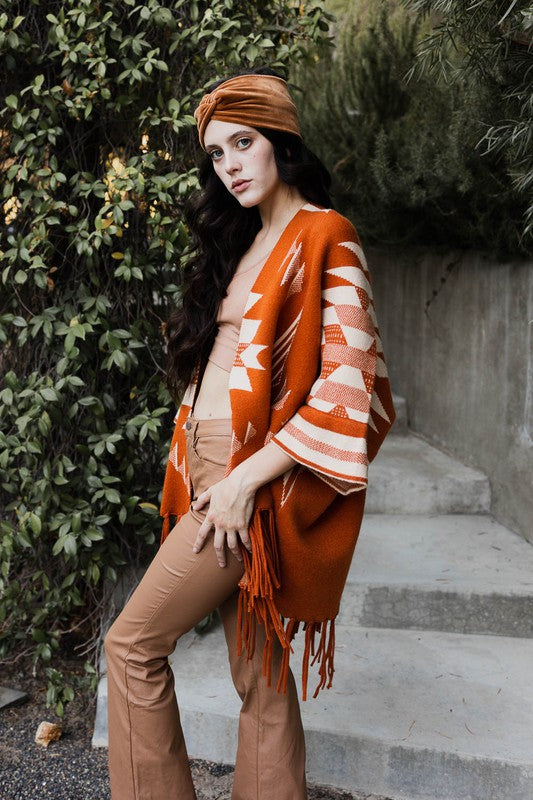 Punchy Poncho Fringe Knit Wrap